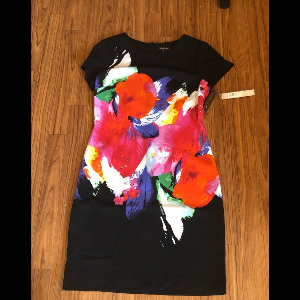 Voir Voir Black Colorful Flower Dress